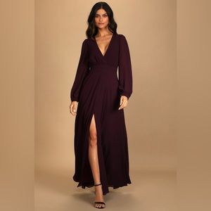Adoring You - Dark Purple Long Sleeve Maxi Dress - XL